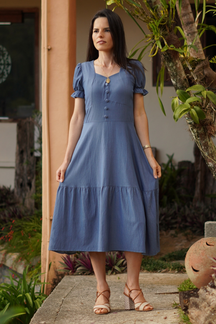 Vestido Isabel midi azul