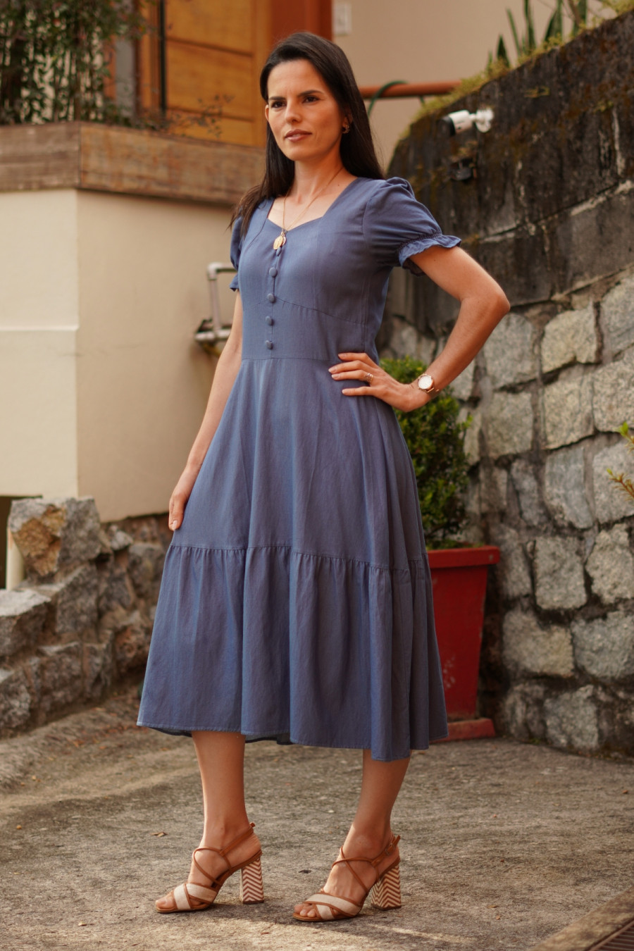 Vestido Isabel midi azul