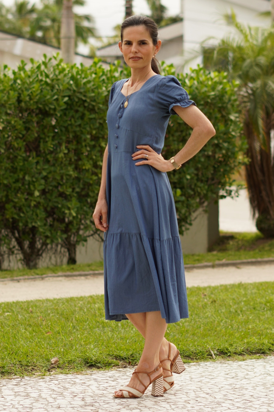 Vestido Isabel midi azul
