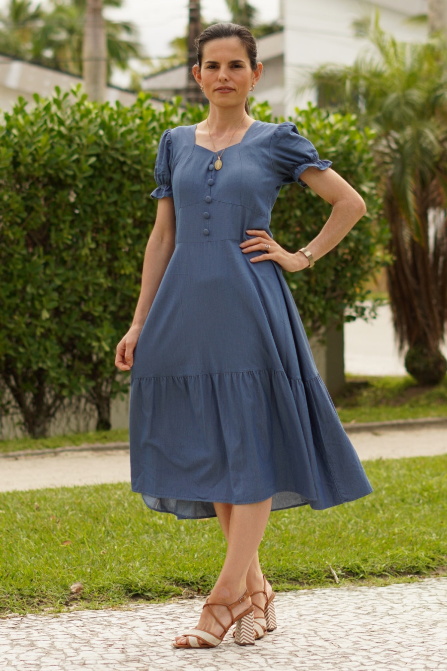 Vestido Isabel midi azul