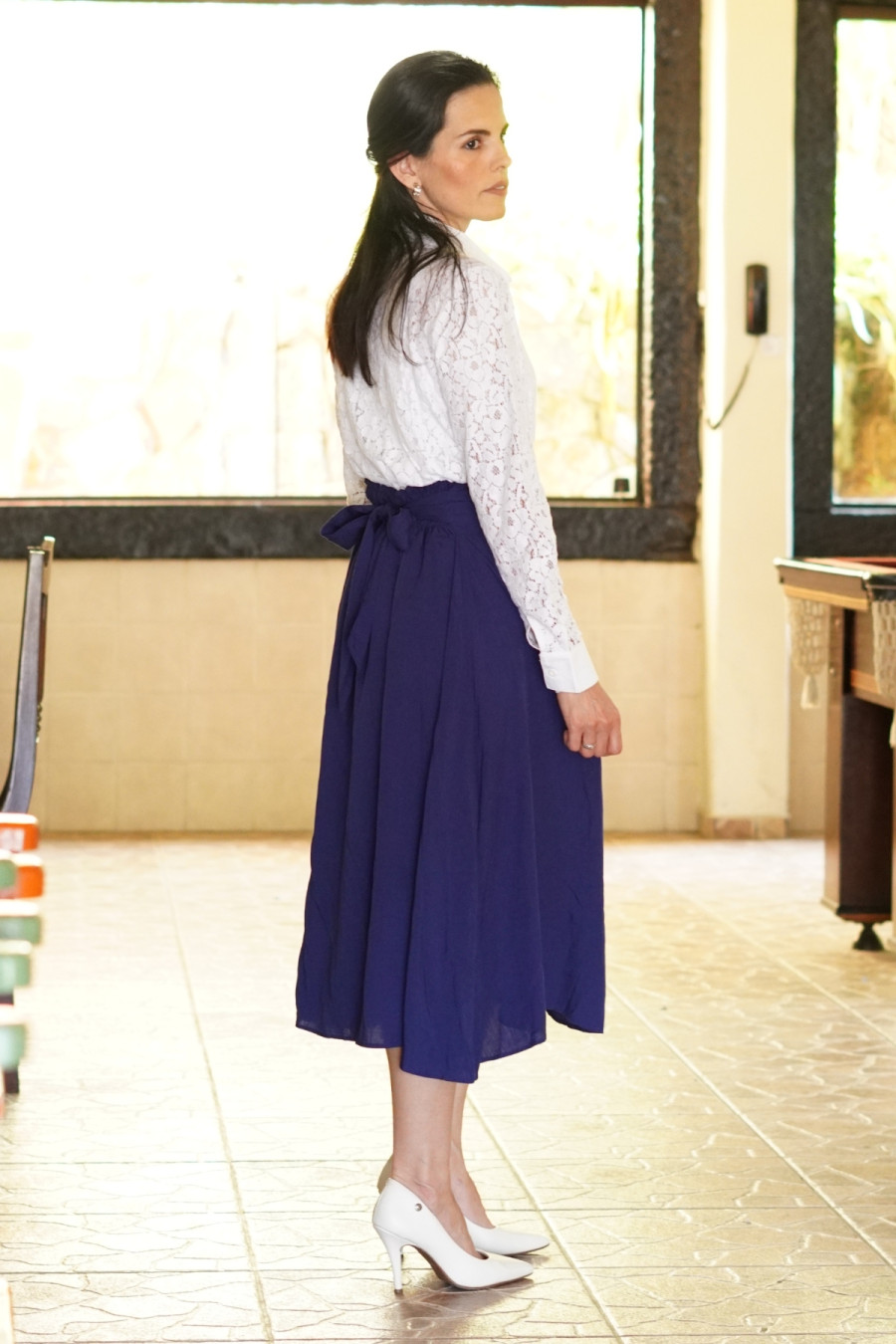 Saia midi l&iacute;rio azul