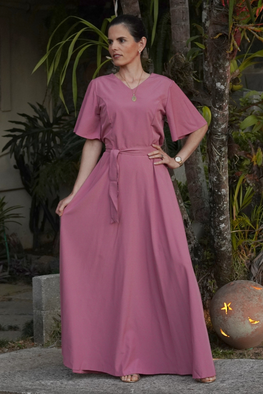 Vestido longo ros&ecirc;