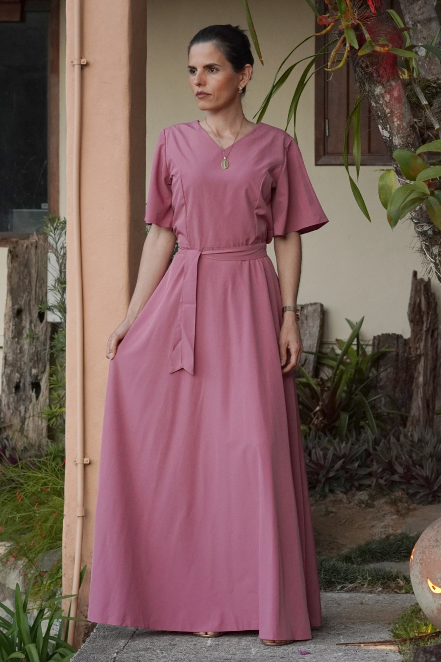Vestido longo ros&ecirc;