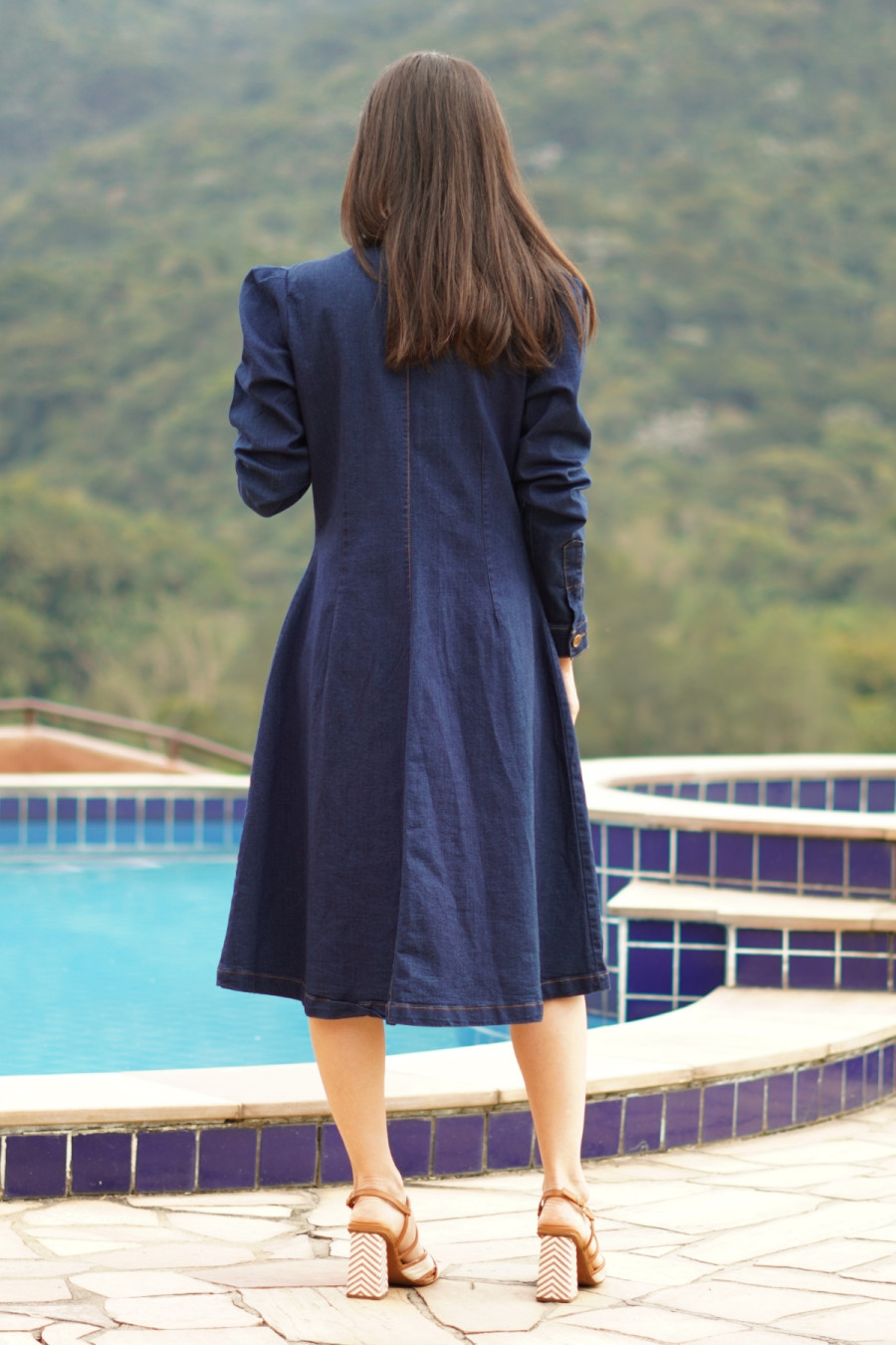 Vestido Chemise Jeans Cl&aacute;ssica Serena