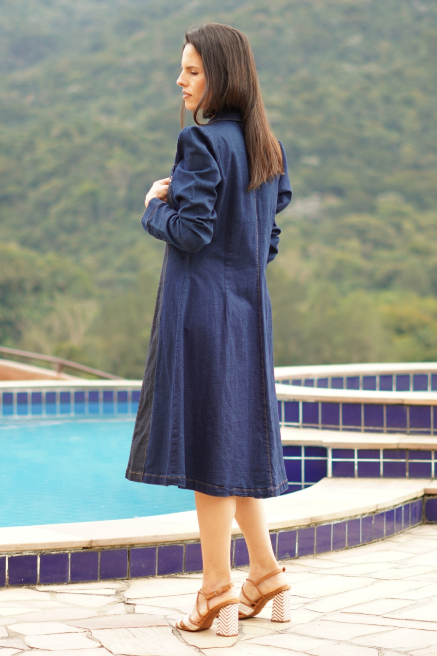 Vestido Chemise Jeans Cl&aacute;ssica Serena