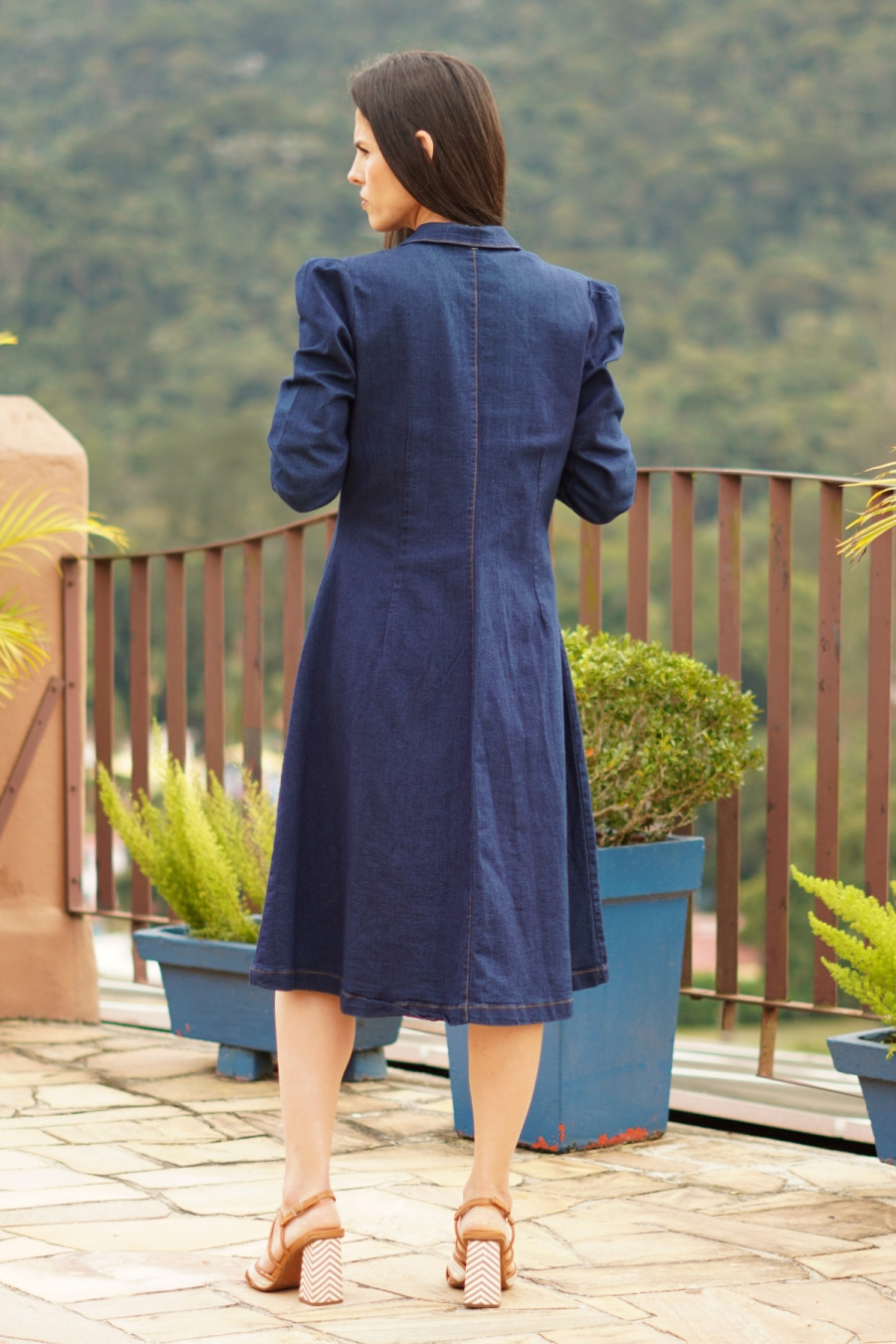 Vestido Chemise Jeans Cl&aacute;ssica Serena