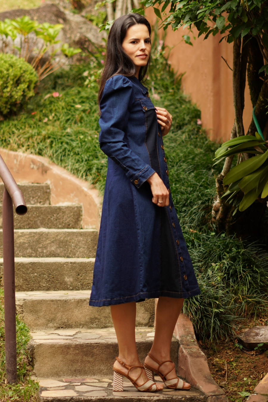 Vestido Chemise Jeans Cl&aacute;ssica Serena