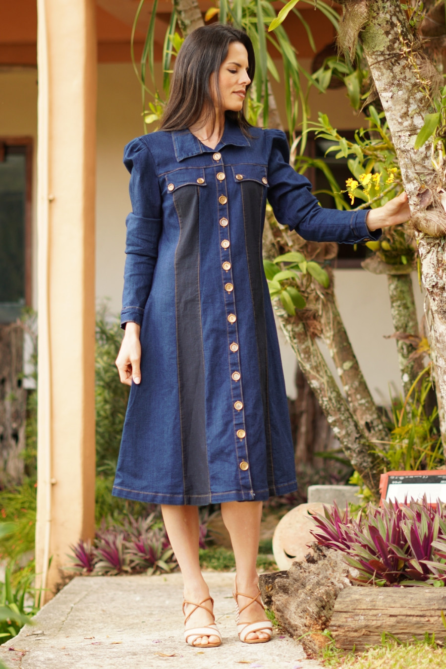 Vestido Chemise Jeans Cl&aacute;ssica Serena