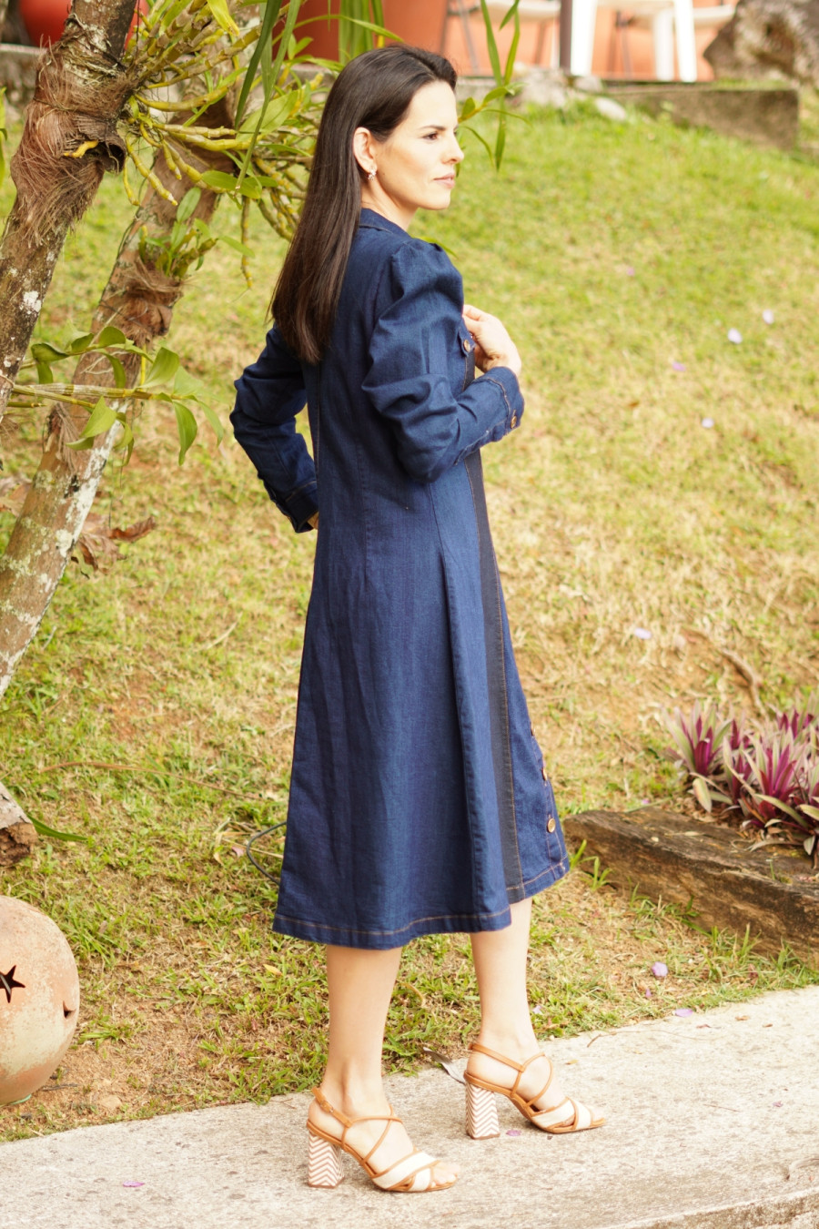 Vestido Chemise Jeans Cl&aacute;ssica Serena