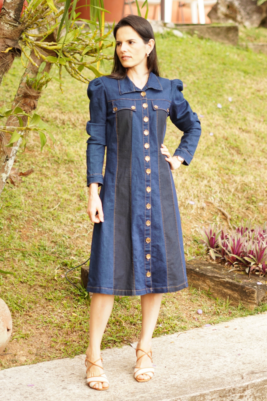 Vestido Chemise Jeans Cl&aacute;ssica Serena