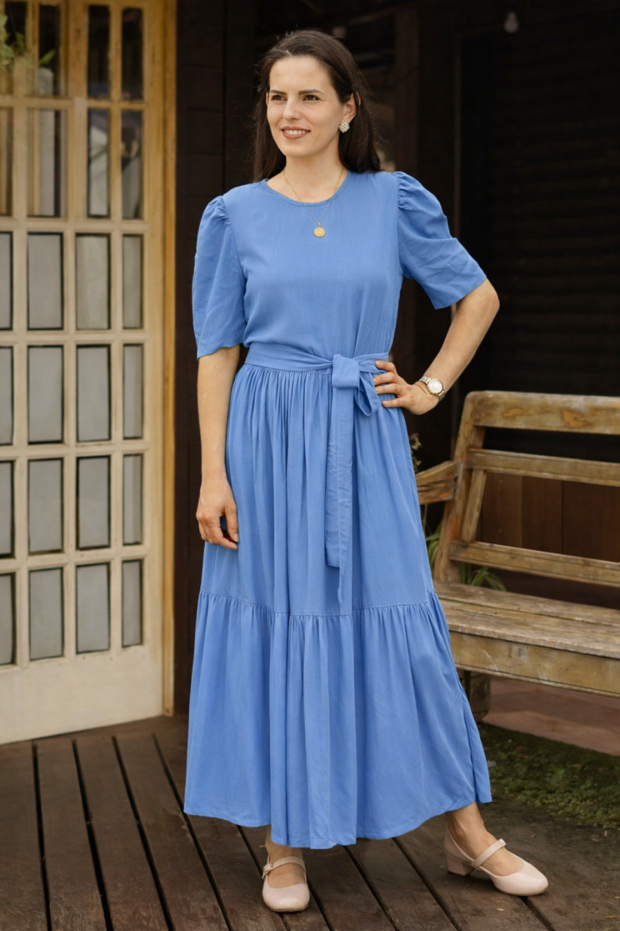 Vestido lux azul serenity