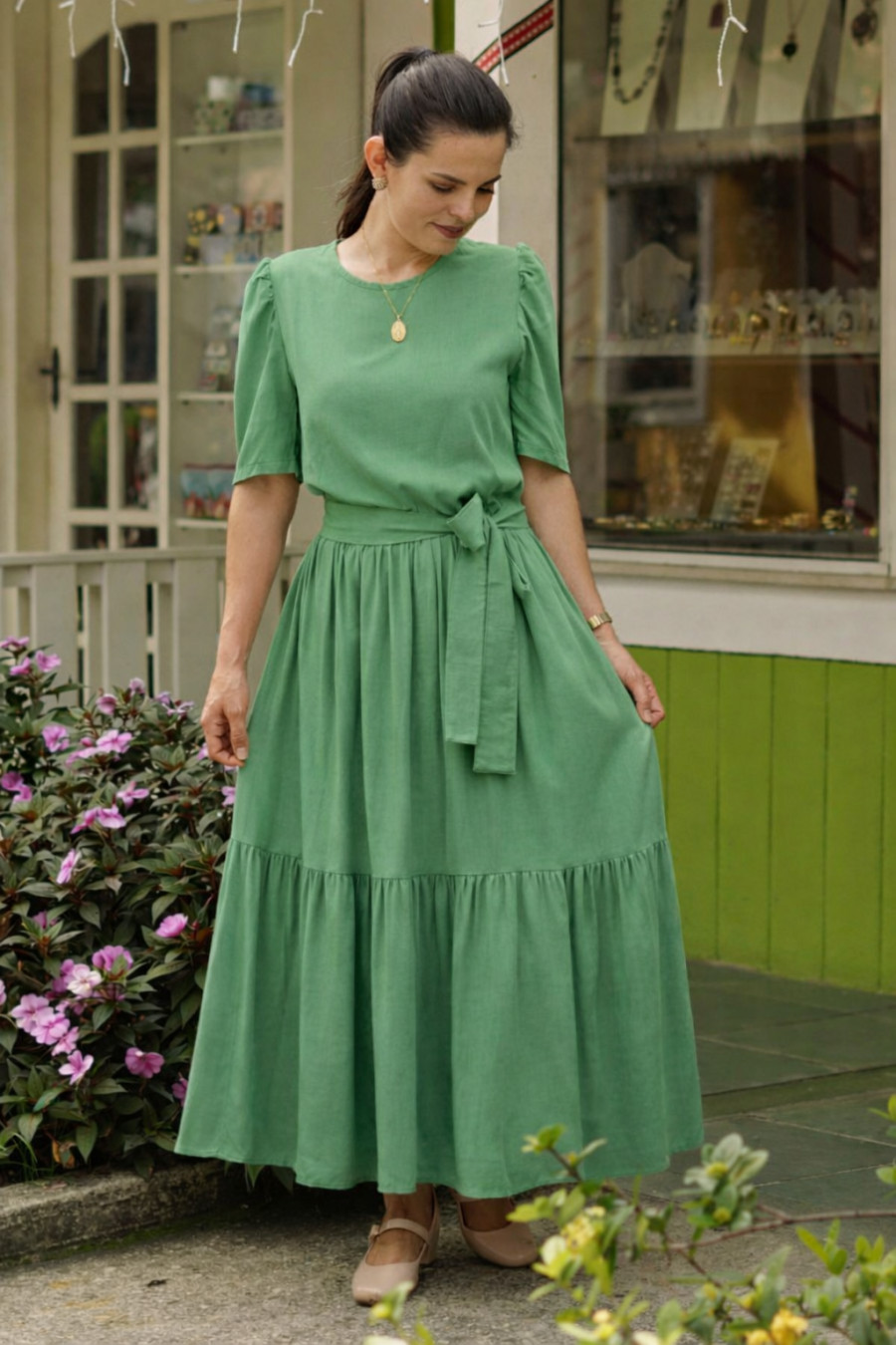 Vestido lux verde &aacute;gua