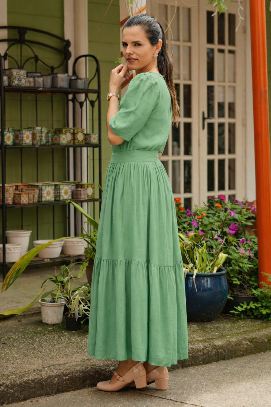 Vestido lux verde &aacute;gua