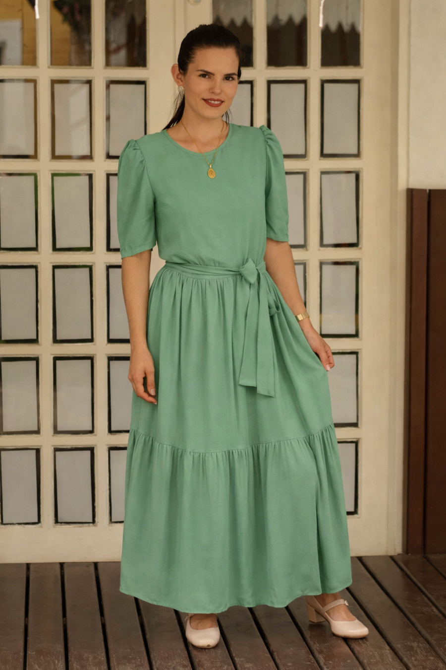 Vestido lux verde &aacute;gua