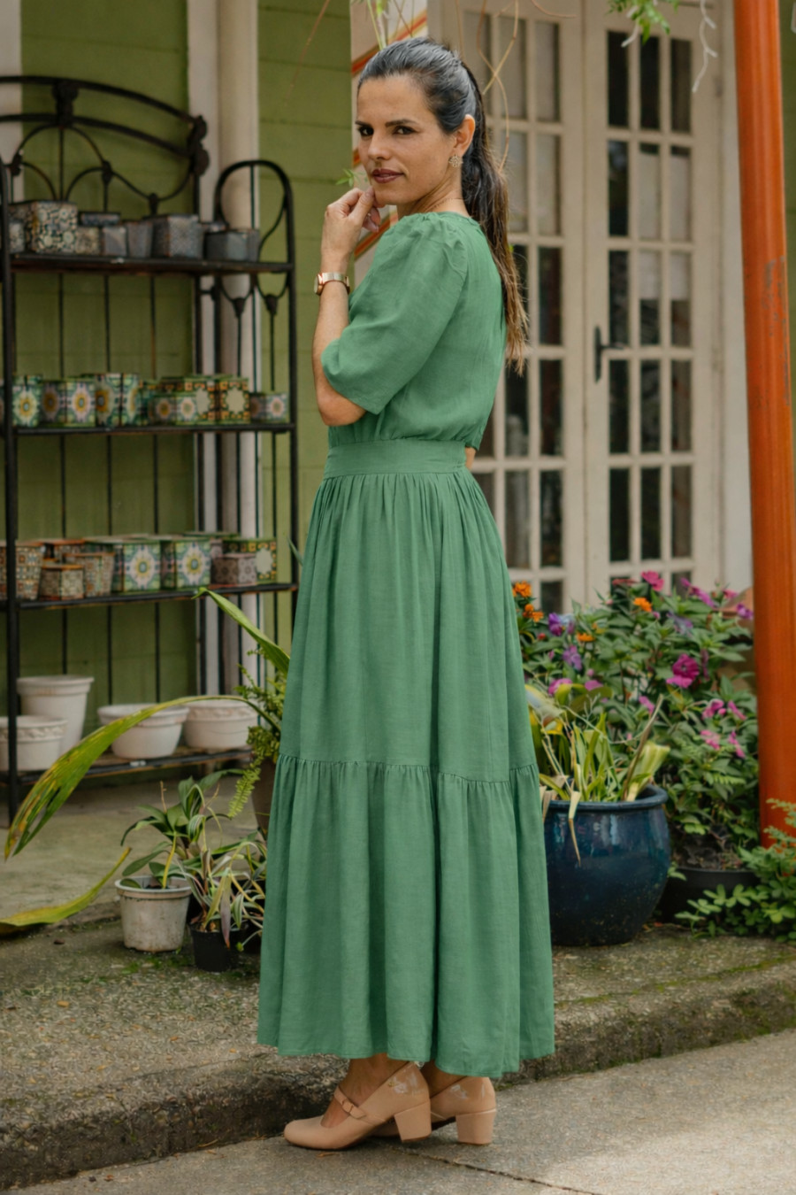 Vestido lux verde menta