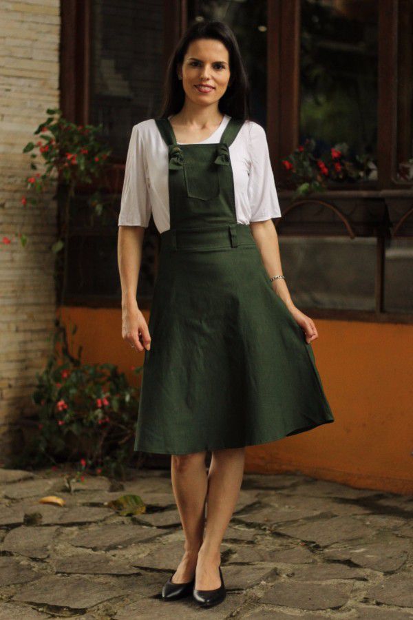 Jardineira social feminina sales saia