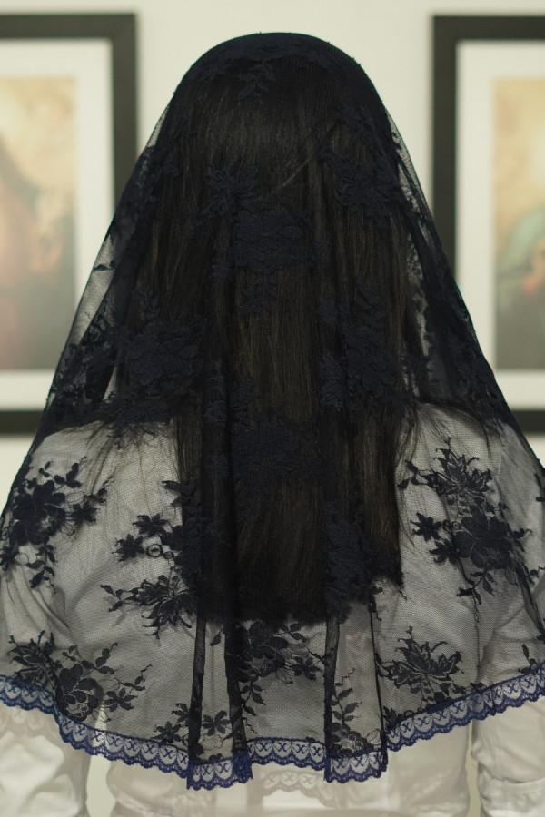 V&eacute;u azul marinho Santa &Acirc;ngela