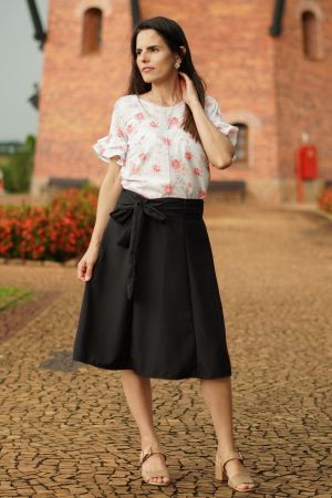 Saia midi vintage preta