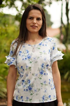 Blusa pétala azul