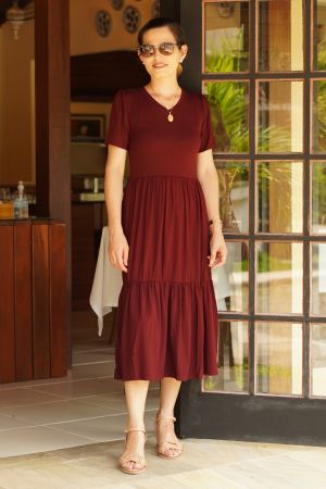 Vestido midi maria vinho