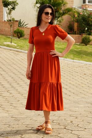 Vestido midi maria terracota