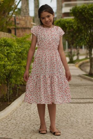 Vestido midi infantil Filomena branco