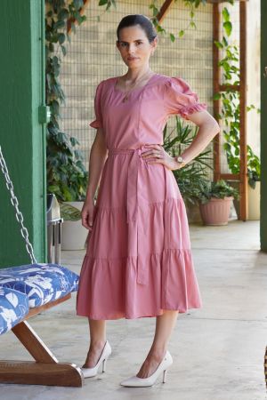 Vestido midi Fátima rosê