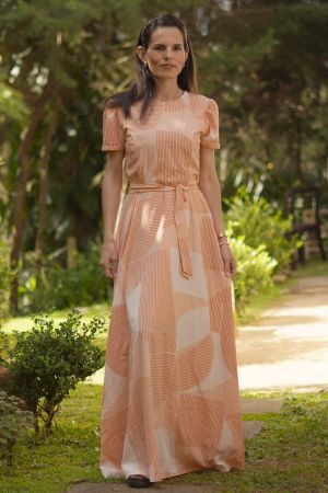 Vestido longo Sarah salmão