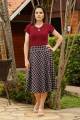 Saia midi evasê jacquard preta grid