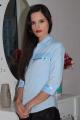 Blusa social manga ¾ azul claro